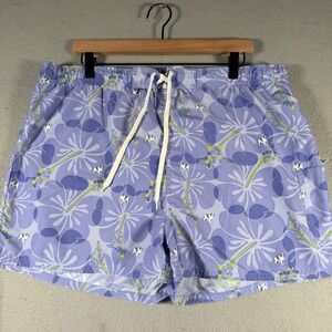 Big Dogs Mens XL Purple Tropical Floral Dog Print Swim Trunks Board Shorts 30-38